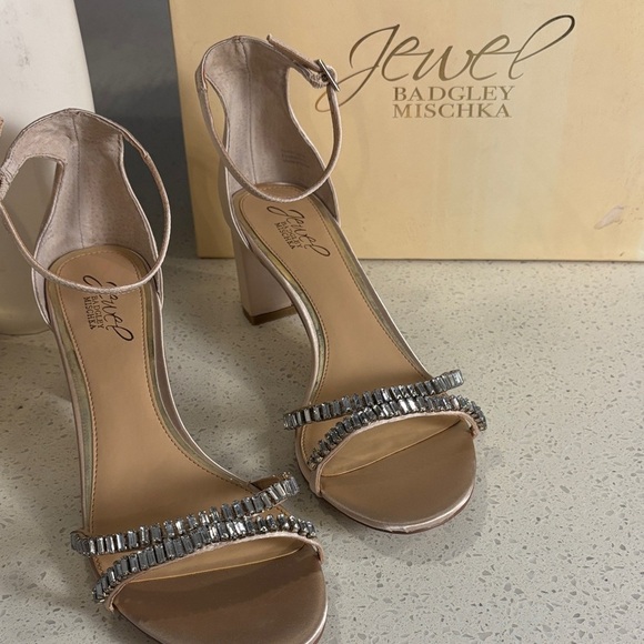 Jewel Badgley Mischka Shoes - Jewel Badgley Mischka Gold Heels with Embellishments